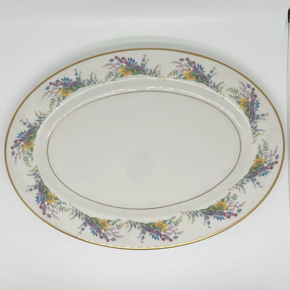 Vintage 1950s Arcadian Fine China Oval Serving Plate Platter Spring Glory 13